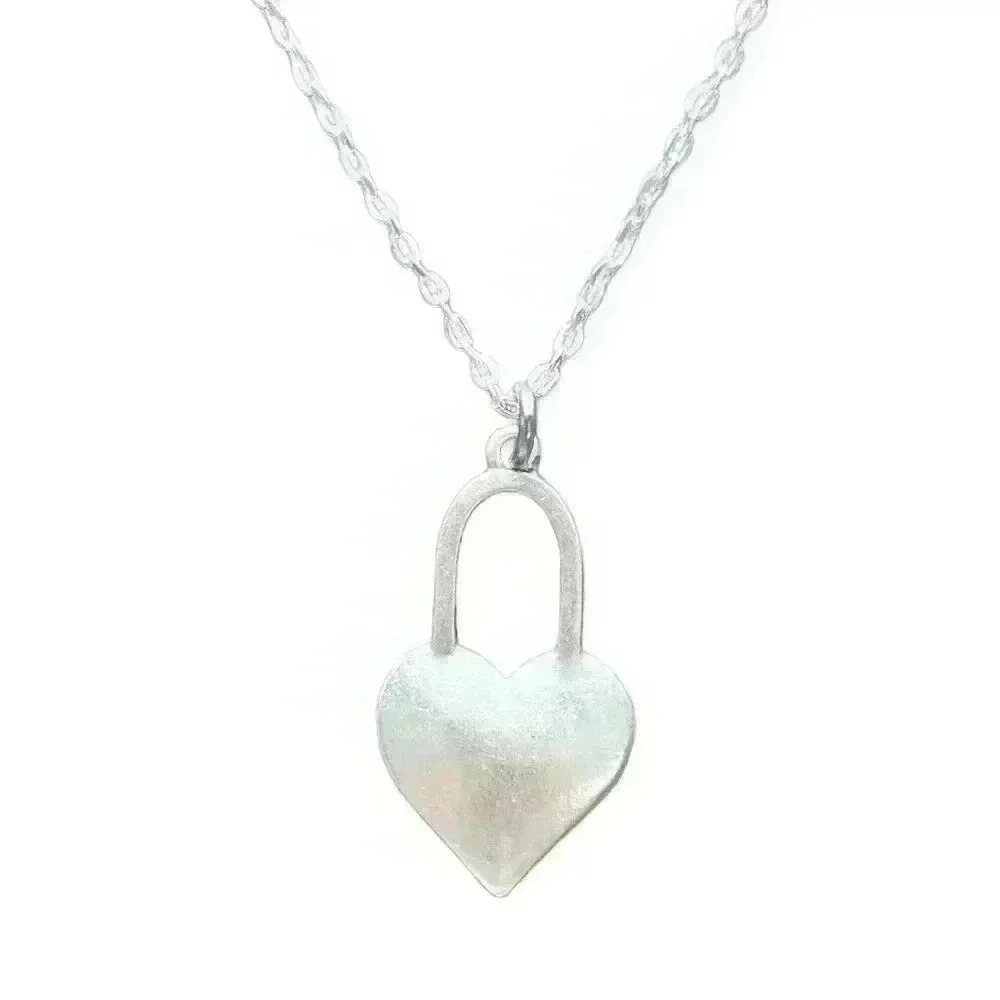 Heart love lock pendant best friend gift silver tone jewelry for women - Picture 8 of 10